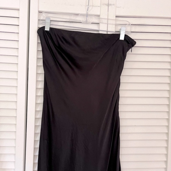 SNDYS & Revolve Angel Satin Strapless Stretch Dress Black Midi Maxi Sz Large - Picture 4 of 6